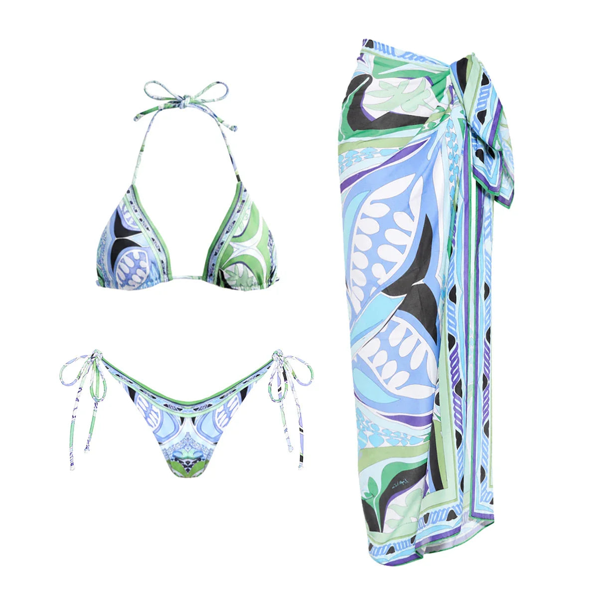 Bikini Set mit Print & Tanga