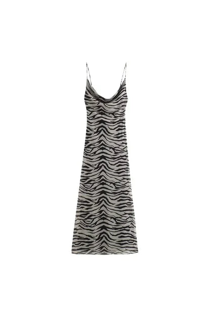 Leoparden Print Tüll Slip Dress – Elegantes Damen Kleid