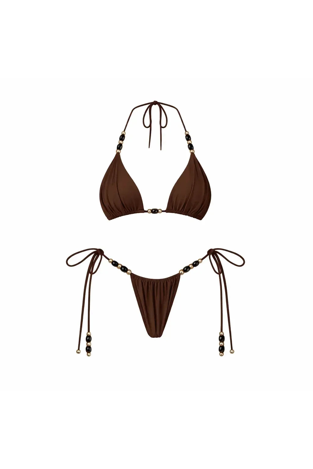 Mia Beads Bikini Set – Sexy 3-teiliges Badeoutfit mit Mesh-Rock & Cover-Up