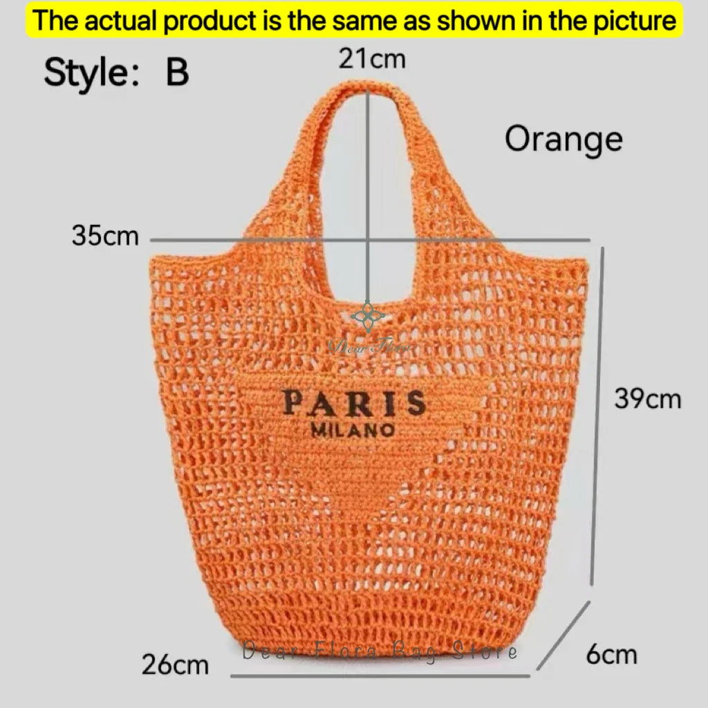 Damen Stroh-Shopper Handgewebt – Luxus Beach Bag