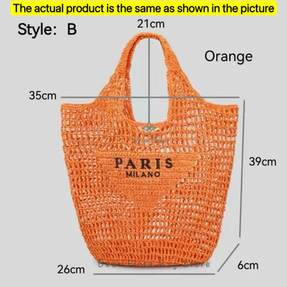 Damen Stroh-Shopper Handgewebt – Luxus Beach Bag