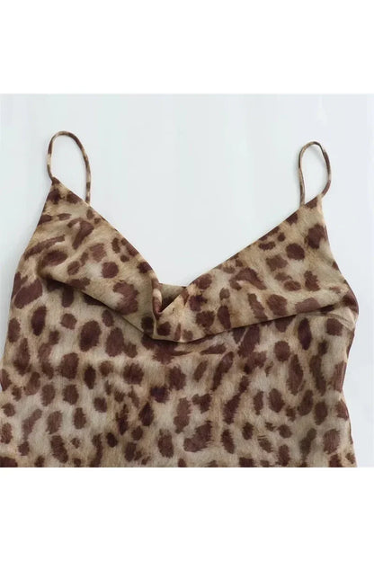 Leoparden Print Tüll Slip Dress – Elegantes Damen Kleid