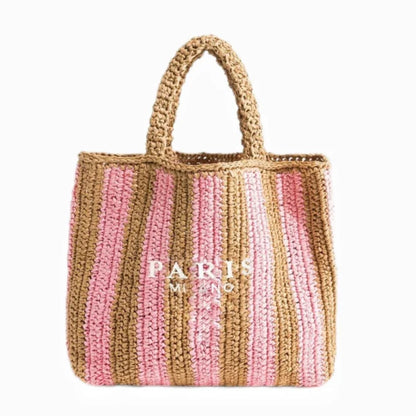 Damen Stroh-Shopper Handgewebt – Luxus Beach Bag