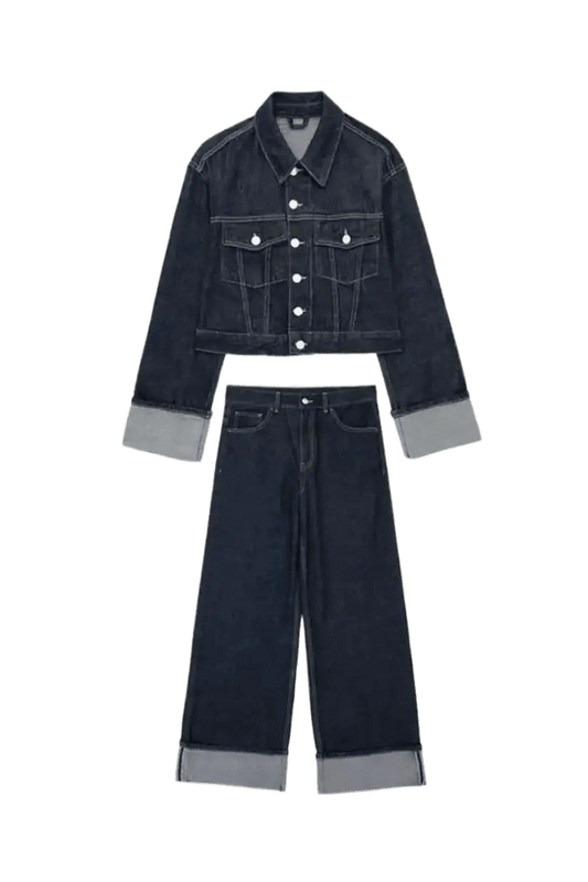 Denim Co - Ord Set – Jeansjacke & High - Waist Jeans - Miraee Paris