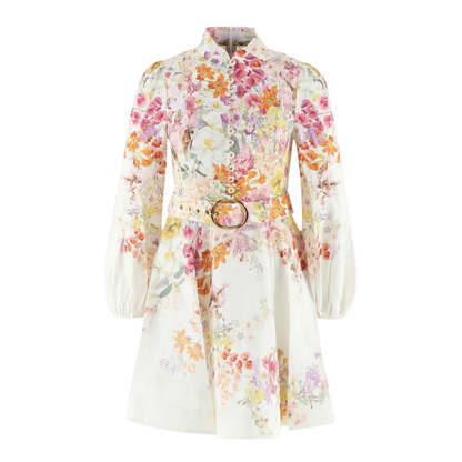 Miraée Paris Aurora Bloom – Kleid mit Gürtel im zarten Aquarell-Floralmuster für Damenmode online kaufen.